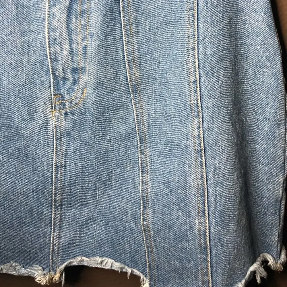 Honey Punch High Waisted Cutoff Jean Skirt